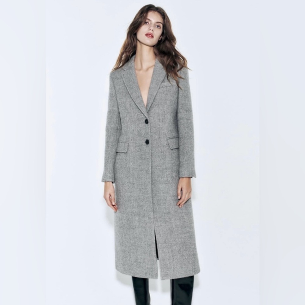 Zara Manteco premium wool grey coat